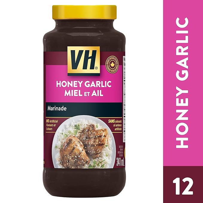 VH Honey Garlic Cooking Sauce (12 Pack) 341ml/11.5oz/Jars (Imported from Canada)