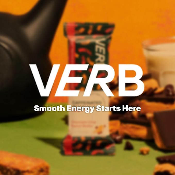 Verb Energy - Caffeinated Protein Bars Chocolate Chip Peanut Butter 10g Plant Based Protein Bars High Protein - Vegan Snack - Gluten Free Breakfast Snack with Organic Green Tea 51g (Pack of 12)