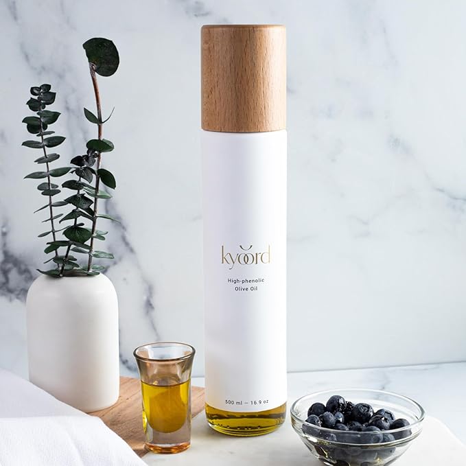 kyoord High-Phenolic Extra Virgin Olive Oil - Unfiltered Cold-Pressed Early Harvest - Peppery Robust Green Notes - Packed with Polyphenols Oleocanthal Antioxidants 500ml