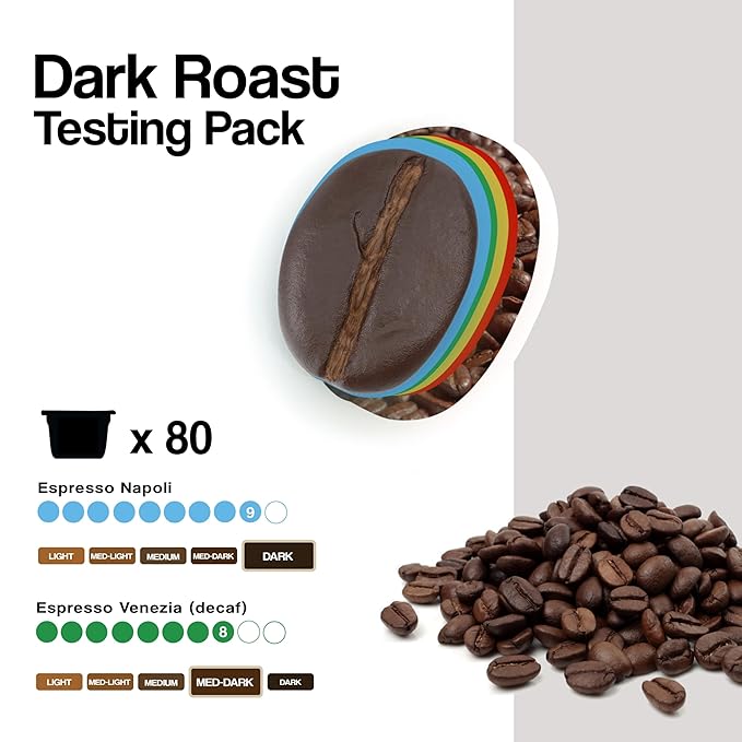Dongiò Caffè Dark Roast Variety Pack - 80 Capsules Compatible with Lavazza Blue/Black Systems – Napoli &amp Venezia – Roasted and Blended in Italy