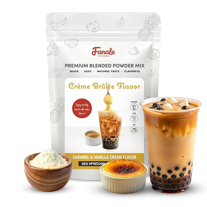 Fanale Premium Creme Brulee Bubble Tea Flavoring Powder | Perfect for Baking Smoothies Desserts and Drinks | Instant Flavoring Powder for Boba Milk Tea - 2.2 Pounds (Pack of 20).