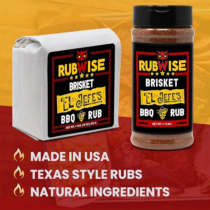 Texas Style Pork Rub &amp El Jefe Rub by Rubwise | BBQ Rub &amp Spices for Smoking &amp Grilling | Dry Rubs | Great on Beef Pork Brisket Steaks Ribs Burgers Chops Pork Butt Tenderloin NO MS