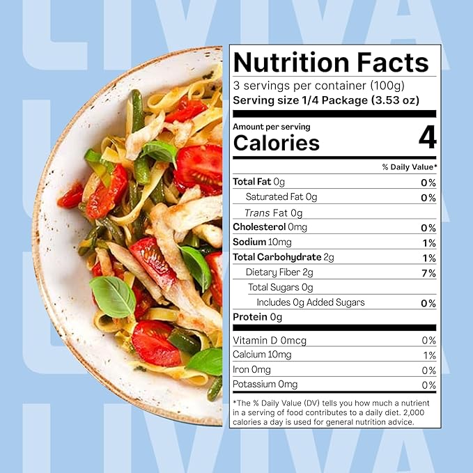 LIVIVA Shirataki Konjac Fettuccine (6 Pk) – Diabetic-Friendly Low Carb Low Calorie Pasta Noodles Ready to Serve – No Odor Certified Non-GMO Gluten Free Vegan Plant-Based Keto Kosher Halal