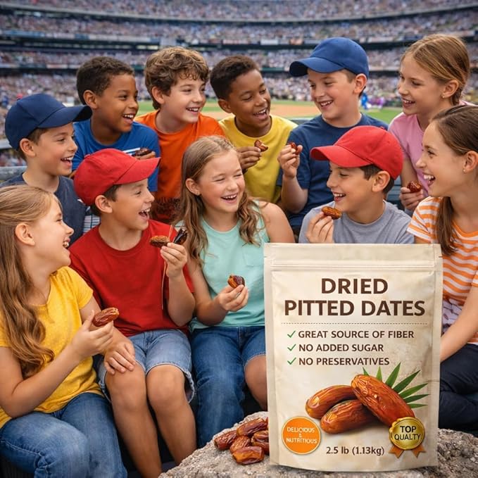Dried Pitted Dates 2 lb Bag Naturally Sweet Snack No Added Sugar No Preservatives Sun-Dried High Fiber Healthy Fruit Snack Dates for Baking &amp Snacking