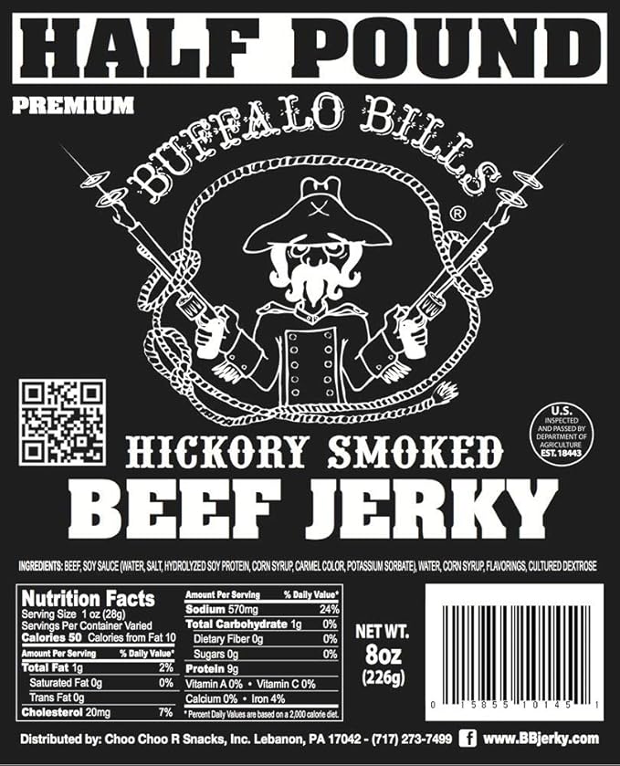 Buffalo Bills 8oz Premium Hickory Beef Jerky Pieces (hickory smoked jerky in random size pieces)