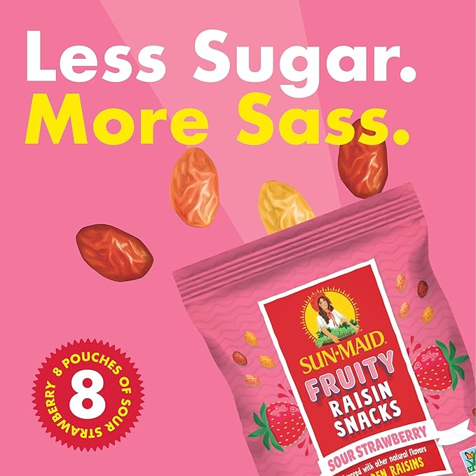Sun-Maid Fruity Raisin Snack Variety Pack - Sour Strawberry Watermelon &amp Blue Raspberry - (24 Pack) 1.33 oz Pouches