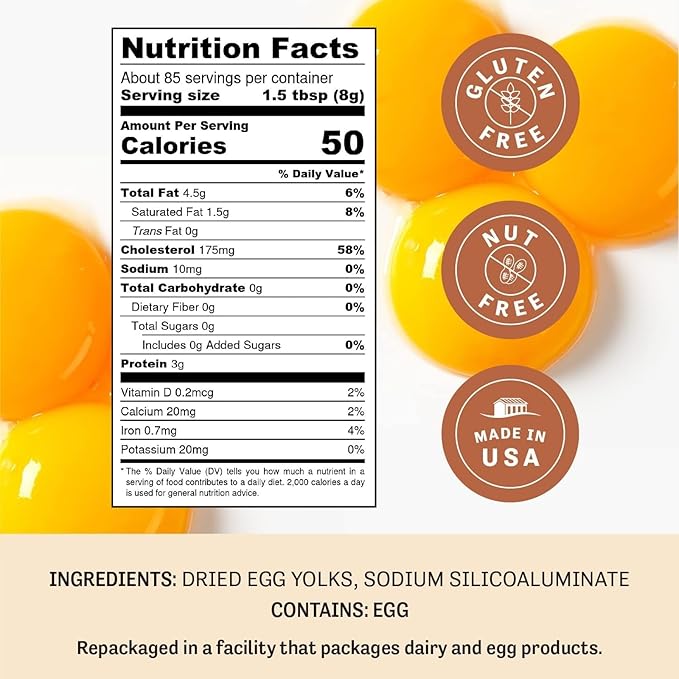 Judee's Gluten Free Dried Egg Yolk Powder - Protein-Rich Baking Mix &amp Egg Yolks for Baking - Gluten-Free Smoothie Booster &amp Protein Powder - 1.5 lb - Pack of 1