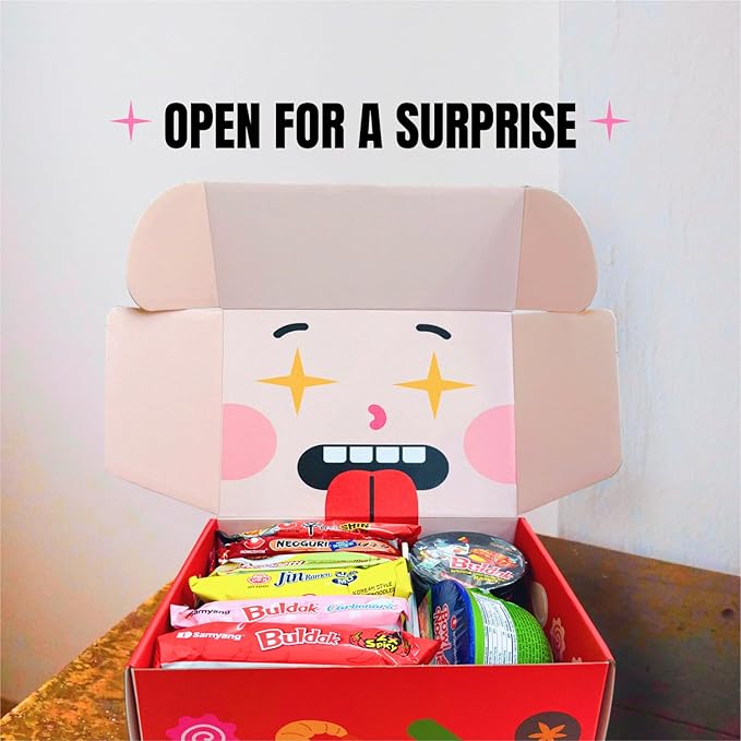 Asian Ramen Gift - Character Box | 8 Korean Ramen + 2 Chopsticks | Gift for Korean Food Box | The Spicy Noodle Challenge for Student and Adult - Journey of Korea