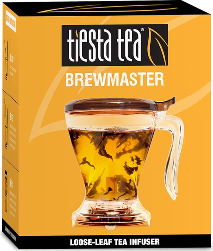 Tiesta Tea Ultimate Live Loose Leaf Kit Tea Starter Kit with High to Non-Caffeinated Blends Hot &amp Iced Brews Includes Black Green Herbal Sample Bags and 16oz Brewmaster Dispensing Infuser
