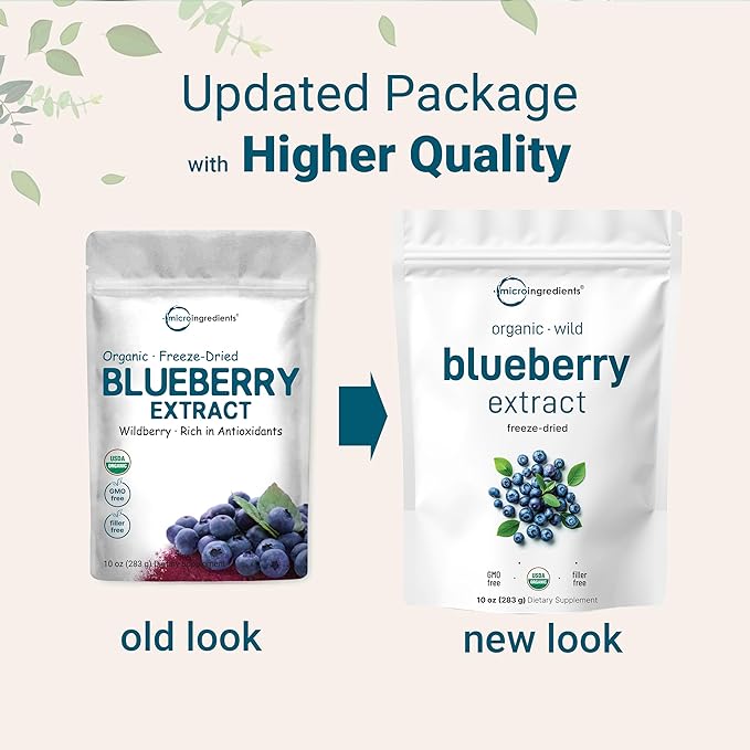 Organic Blueberry Extract Powder 10oz | 100% Natural Fruit Powder | Freeze-Dried Wild Blueberries Source | No Sugar &amp Additives | Great Flavor for Drinks Smoothie &amp Beverages | Non-GMO &amp