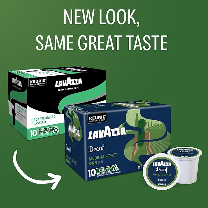 Lavazza Decaf Single-Serve Keurig K-Cup Pods Medium Roast Coffee 60-Count Box (6 Packs of 10)