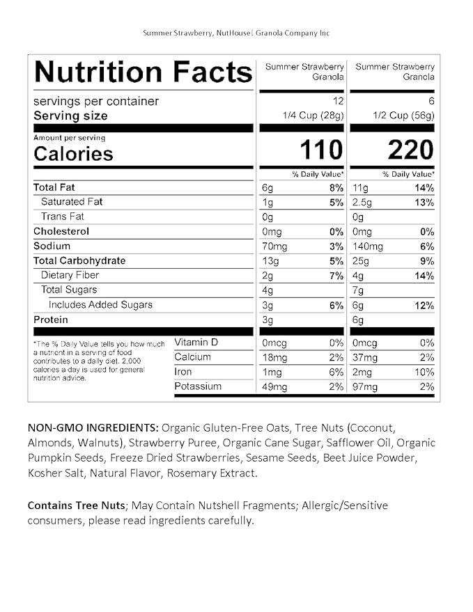 NutHouse! Granola Company - Premium Summer Strawberry Granola | Certified Gluten-Free Non-GMO Kosher | Vegan Soy-Free | 11.5 oz. Bag (6-Pack)
