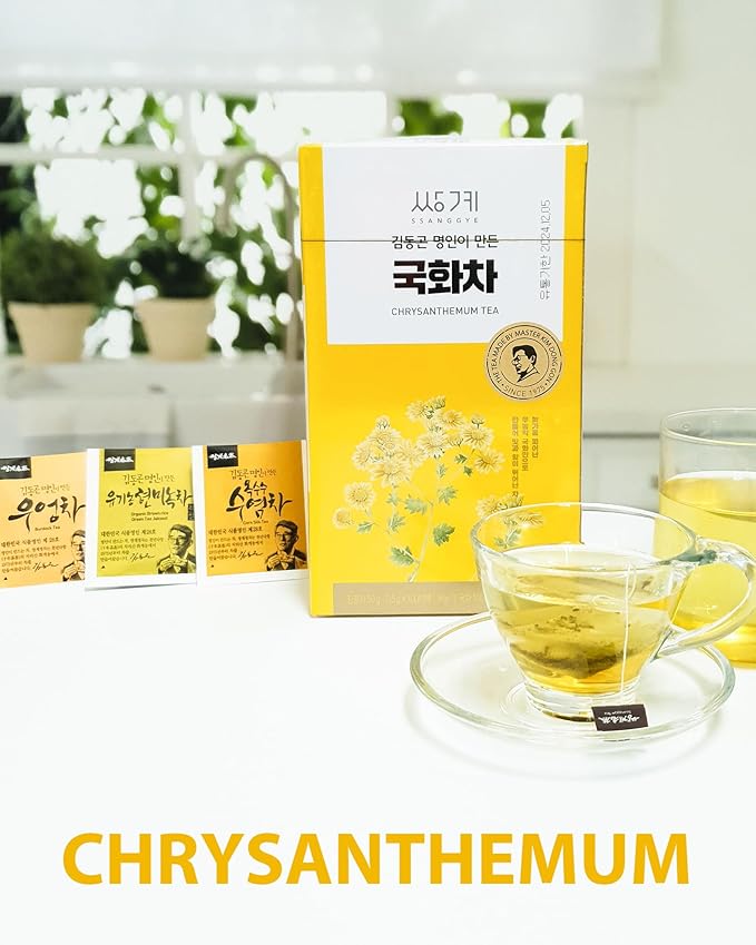 Ssanggye Chrysanthemum Floral Tea 0.5g x 100 Tea Bags Bulk Size Premium Korean Herbal Hot Cold Hygienic Single Teabag Flower Tea Sweet Soft Flavor 국화차 4 Seasons Made in Korea