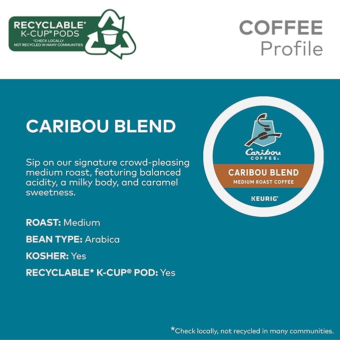 Caribou Coffee Single Serve Keurig K-Cup Pod Variety Pack Light Medium and Dark Roast Coffees 40-Count Box(Pack of 1)