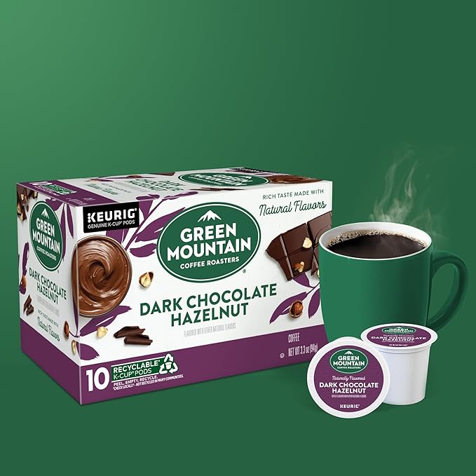 Green Mountain Coffee Roasters Dark Chocolate Hazelnut Coffee Keurig Single Serve K-Cup Pods 10 Count