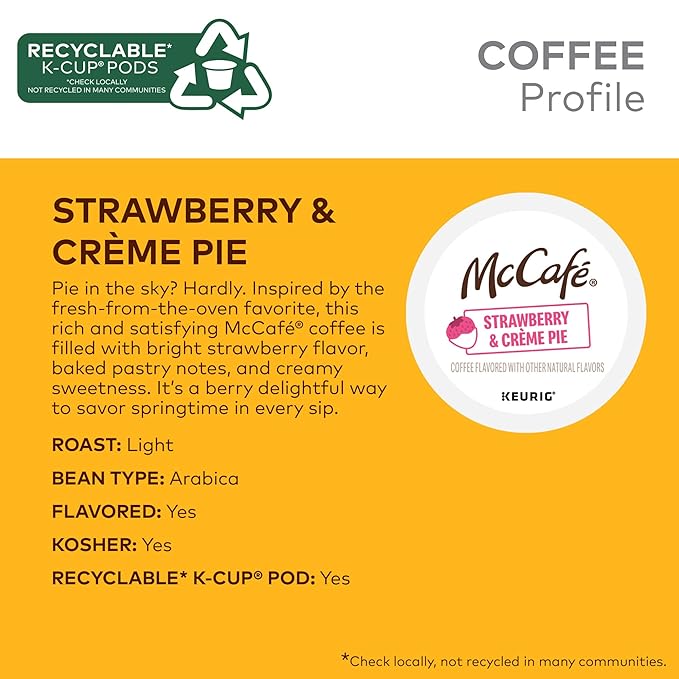 McCafé Strawberry &amp Crème Pie Light Roast Flavored Coffee Single Serve Keurig® K-Cup Pods Limited Edition 96 Count