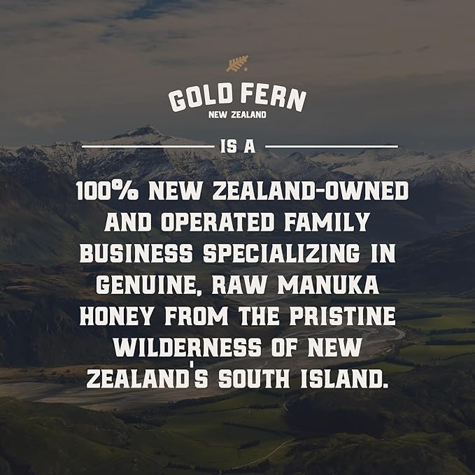Gold Fern Honey - Raw New Zealand Manuka Honey Medical Grade | 8.8oz Monofloral MGO 400+ | Pure Natural Unpasteurized Unfiltered Superfood Traceable from Hive to Hand.