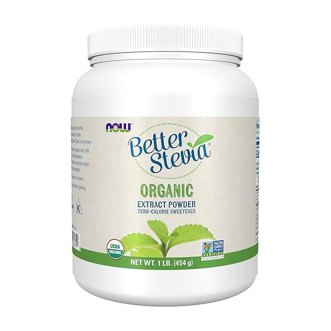 NOW Foods BetterStevia Organic Zero-Calorie Extract Powder Keto Friendly Suitable for Diabetics No Erythritol 1 Pound