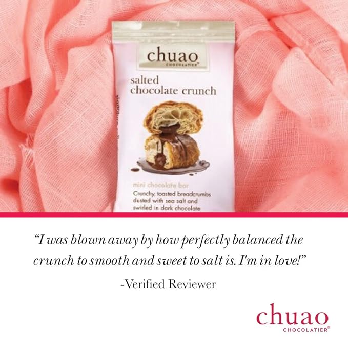 Chuao Chocolatier Salted Chocolate Crunch Dark Chocolate Mini Gourmet Chocolate Bar 24-Ct. (0.39 oz. each)