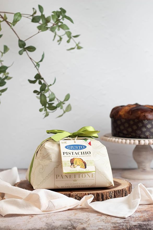 Giusto Sapore Authentic Italian Panettone Filled with Pistachio Cream - New and Imported from Italy Family Owned - 28.21 oz