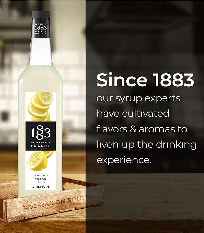 1883 Lemon Syrup for Drinks Made in France 1 Liter Glass Bottle