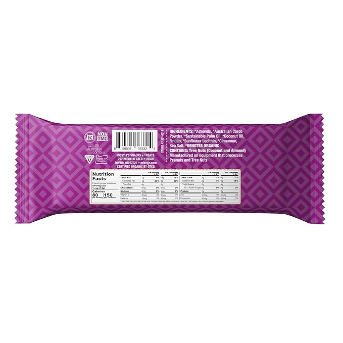 Missy J's Organic Carob Dark Delights Unsweetened Almond Cups 0.9 Oz 12 Pack | Vegan and Gluten-Free Healthy Caffeine Free Substitute for Chocolate Perfect for Snacks and Treats