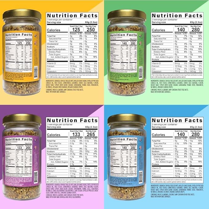 Kin Kitchen non-GMO Granola &amp Organic Quinoa Crisps in a Glass Jar Recyclable and Resusable. Made with Real Fruit. No Artificial Colors Flavors or Perservatives. Great for Snacking Cereal on