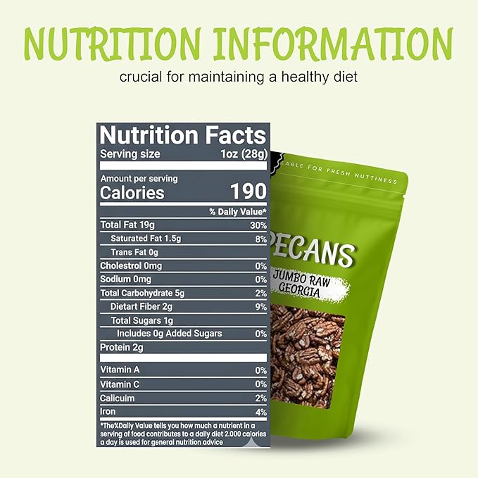 Oh! Nuts Pecans Halves &amp Wholes - Raw - 100% Natural - 2 lb - Raw Georgia Pecans - Packed in New York Zip-Seal Bag for Exceptional Freshness