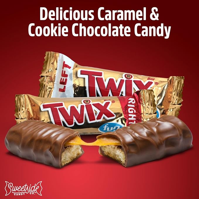 Twix Fun Size Candy Bars Left and Right 2lb Pack of Bulk Chocolate Candy Individually Wrapped Ideal Caramel Chocolate for Sharing with Friends Perfect Twix Mini Candy Bars for Parties and Events