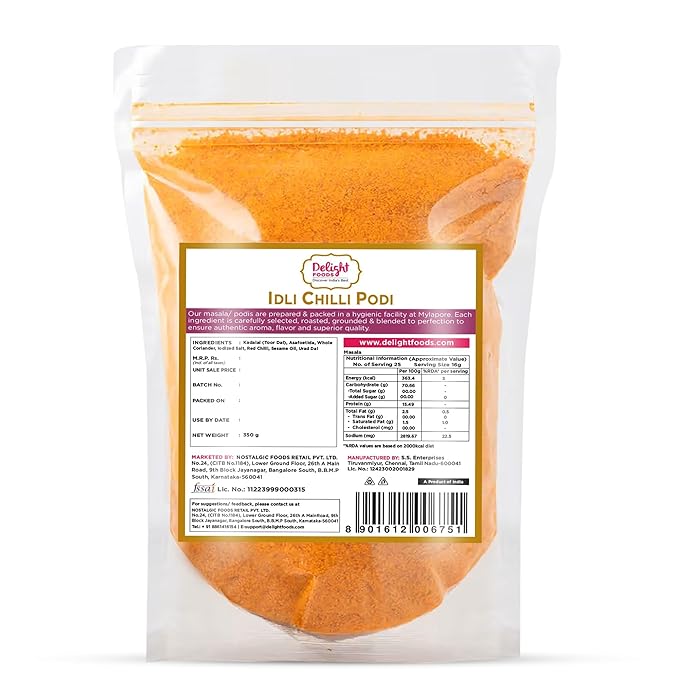 Delight Foods Mylapore Iyer's Idli Chilly Podi 350g - Ready Masalas | Mixed Spices | Tamil Nadu Special | NO PRESERVATIVES