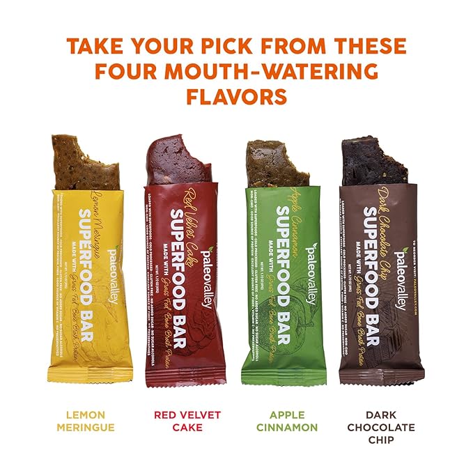Paleovalley Superfood Bars – Lemon Meringue– 10 Pack – 9g Protein per Bar – Gluten-Free Grain-Free Paleo Non-GMO – On-the-Go Snack