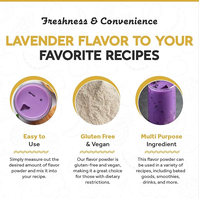 Fanale Premium Lavender Bubble Tea Flavoring Powder | Perfect for Baking Smoothies Desserts and Drinks | Instant Flavoring Powder for Boba Milk Tea - 2.2 Pounds (Pack of 20)