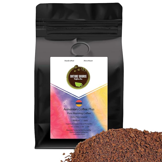 Armenian Coffee Plus | Organic | Extra Fine Ground | Medium Roast | California Fresh Roasted (1-Pack 12oz)