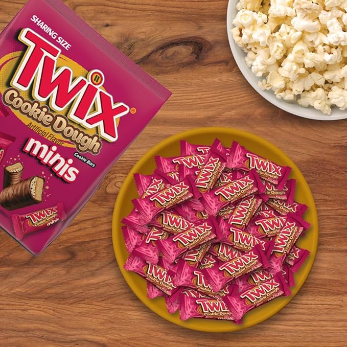 TWIX Minis Cookie Dough Milk Chocolate Bars Sharing Size Chocolate Candy Bars 7.7 oz Bags (Pack of 8)