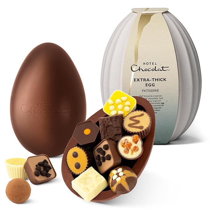 Luxury Easter Chocolate Egg 13.8oz – Extra Thick Gourmet Patisserie Easter Egg Gift – Premium British Chocolate – Hotel Chocolat
