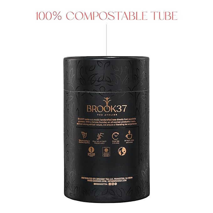 Brook37 Twilight Romance Eco Darjeeling Black Tea - Premium Loose Leaf 2nd Flush Tea with Floral Aroma &amp Sweet Honey Notes | Medium Caffeine | 50g Compostable Paper Tube | Elegant Gift for Tea Lov