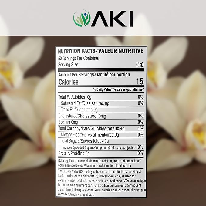 Aki Fine Vanilla Powder Extract From Beans (5.29oz/150g) - Water Extracted Powder Ideal For Baking Cooking Flavoring - Delicious Vanilla Flavor &amp Easy to Add in Smoothies &amp Coffee Non-GMO &a