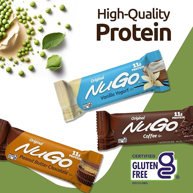 NuGo Protein Bar Vanilla Yogurt 11g Protein Gluten Free 15 Count
