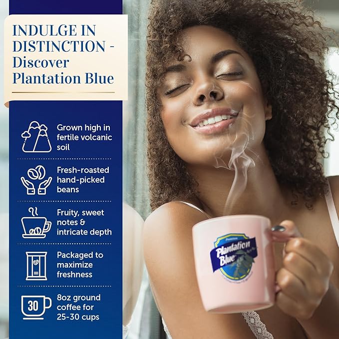 PREMIUM PLANTATION BLUE TRADITION CLASS EXPERIENCE 100% Blue Mountain Coffee Jamaica Medium Roasted &amp Ground (8oz)