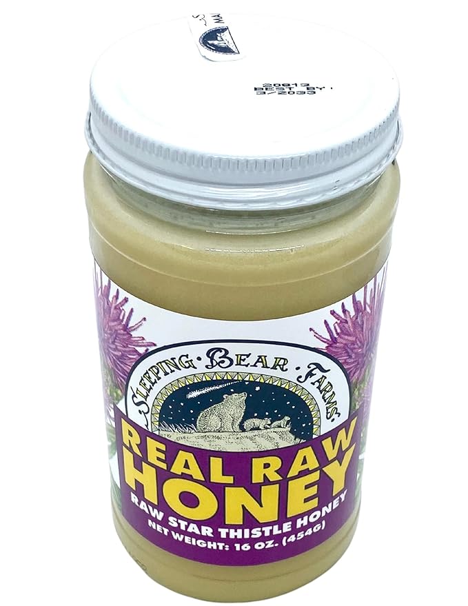 One Pound (16oz) Glass Jar Real Raw Star Thistle Honey From Michigan Beekeepers