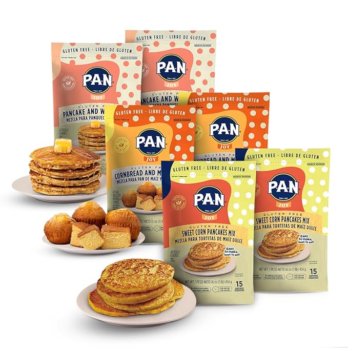 Pancake &amp Bake 6-Pack Bundle: Gluten-Free Sweet Corn Pancakes Waffles Cornbread &amp Muffins Mixes for Easy and Delicious Baking. Variety Pack Flour Mixes for Every Occasion