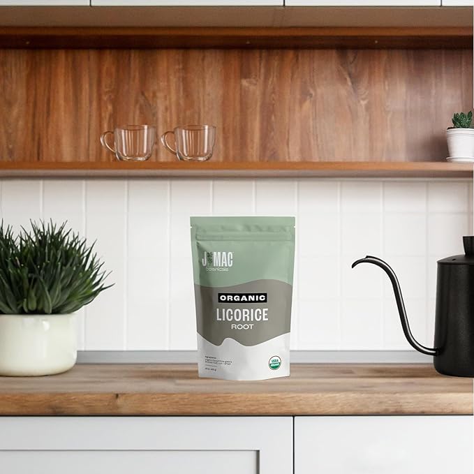 J MAC BOTANICALS Organic Licorice Root Tea Cut and Sifted Dried Herb regaliz Raiz organico