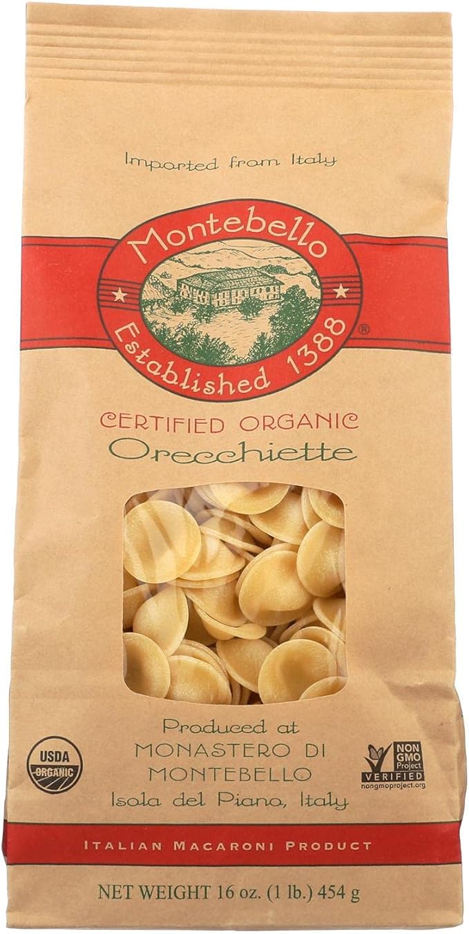MONTEBELLO Organic Orecchiette Pasta 1 Pound - 12 per case.