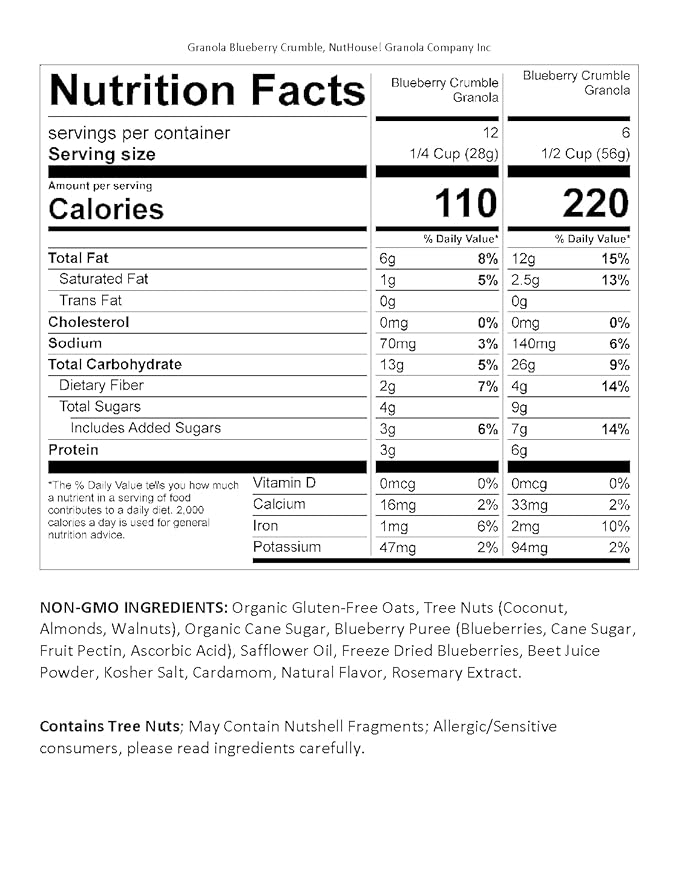 NutHouse! Granola Company - Premium Blueberry Crumble Granola | Certified Gluten-Free Non-GMO Kosher | Vegan Soy-Free | 11.5 oz. Bag (3-Pack)