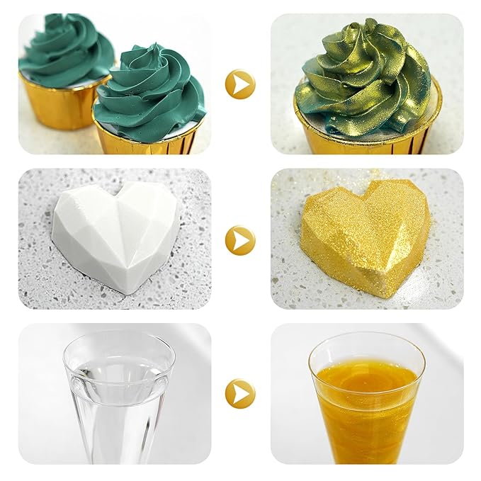 Edible Glitter Spray – Pandalab Food Grade Drink Shimmer Powder Luster Dust Spray for Cocktails Cakes Cupcakes Chocolate &amp Baking Silver Gold White 5g / Bottle