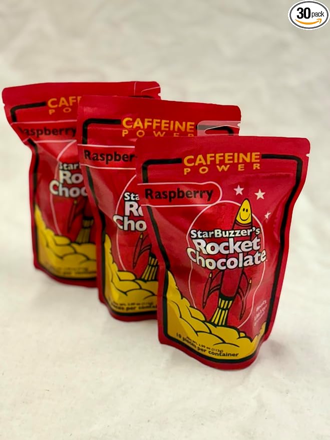 Rocket Chocolate Caffeinated Chocolate Truffles 30 Count (Raspberry)