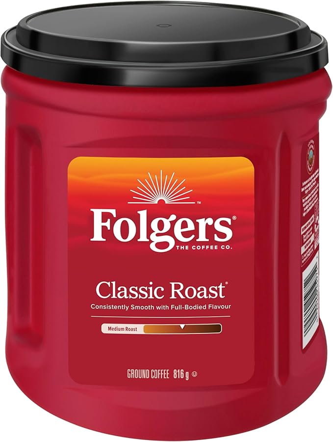 Folgers Classic Roast Medium Dark Roast Ground Coffee 816g Canister