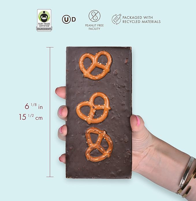 Chuao Chocolatier Pretzel Toffee Dark Chocolate Bars | Gourmet Caramel Chocolate Artisan European No Preservatives | For Gift Baskets Christmas Valentines Day Gifts for Women Men Birthday Thank