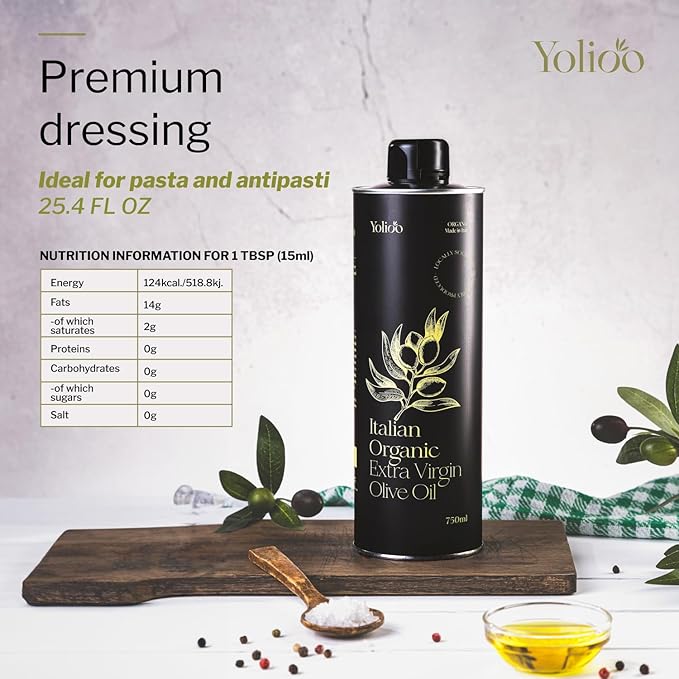 100% Italian Organic Olive Oil Extra Virgin | Polyphenol Rich Extra Virgin Olive Oil Cold Pressed EVOO | Early Harvest from Tuscany (26.4oz)