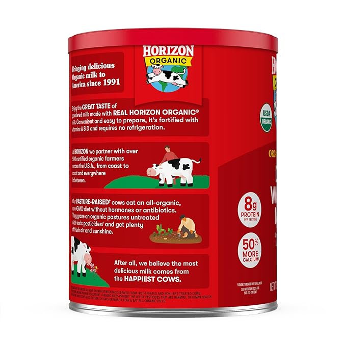 Horizon Organic Instant Dry Whole Milk Powder30.6 ozUSDA OrganicNon-GMOShelf StableGreat for BakingCookingBeveragesEmergency StoragePantry Essential(Pack of 2)